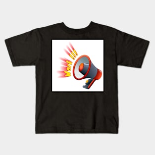 megaphone icon and crying out the word work Kids T-Shirt